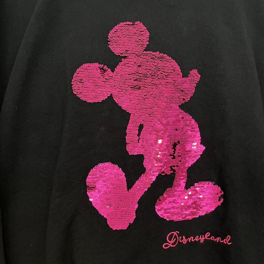 Disney Parks Disneyland Reversible Sequin Mickey Mouse Black Sweatshirt Size 1X - Picture 5 of 16